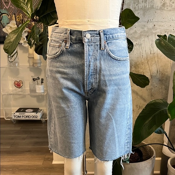 Agolde Light Blue Denim Jean Shorts - Picture 1 of 9